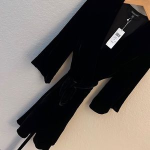 Black velvet wrap dress NWT